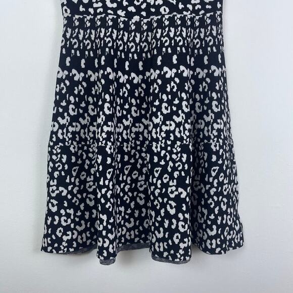 Rebecca Taylor A-Line Fit and Flare animal print black and white size large midi - Picture 6 of 12